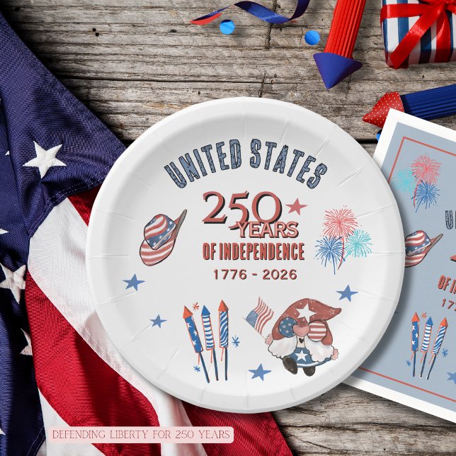 USA 250th Anniversary Patriotic Gnome Paper Plates (USA 250th Anniversary Patriotic Gnome Paper Plates)