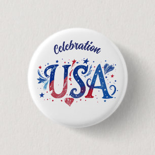 USA 250th Anniversary patriotic graphic 3 Cm Round Badge