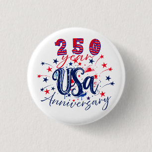 USA 250th Anniversary patriotic graphic 3 Cm Round Badge