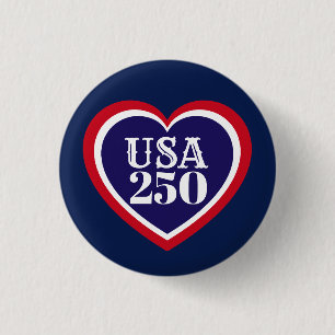 USA 250th Anniversary Patriotic Red White Blue 3 Cm Round Badge