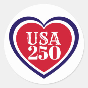 USA 250th Anniversary Patriotic Red White Blue Classic Round Sticker