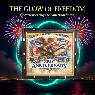 USA 250th Anniversary Revolutionary Heritage Square Wall Clock