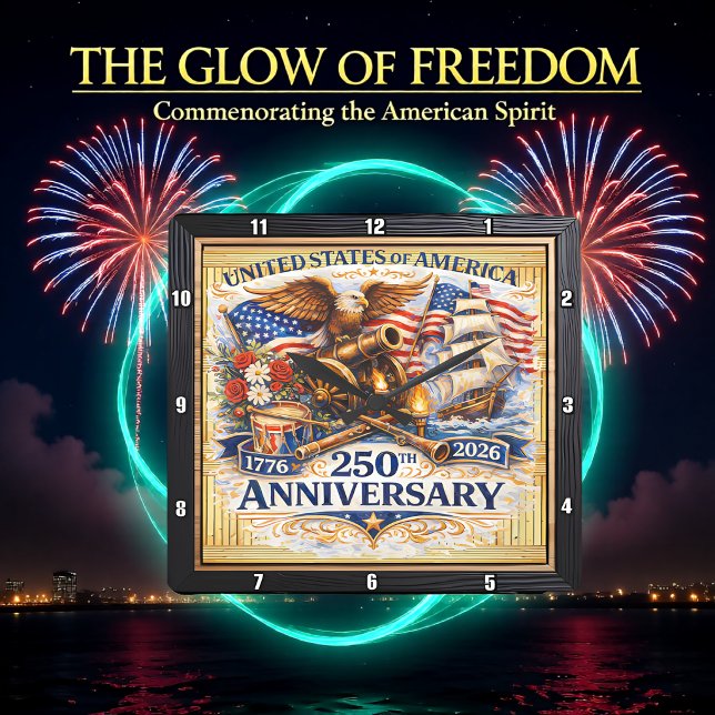USA 250th Anniversary Revolutionary Heritage Square Wall Clock (Creator Uploaded)