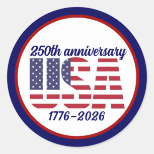 USA 250th Anniversary Semiquincentennial 1776–2026 Classic Round Sticker