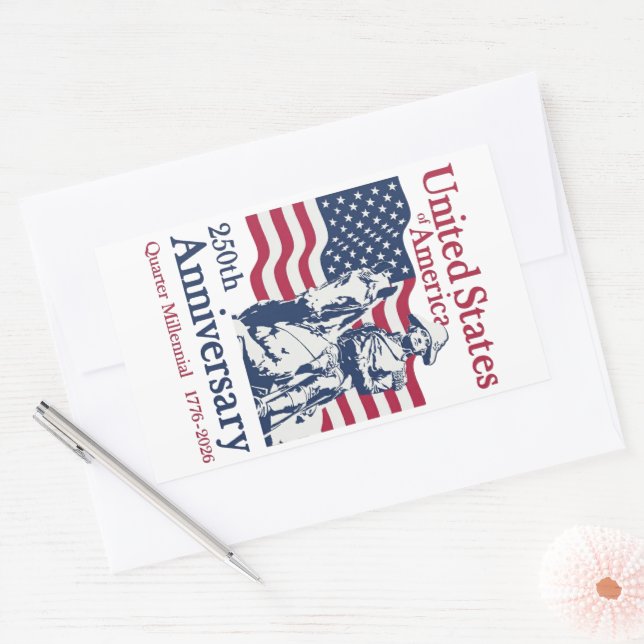 USA 250th Anniversary Semiquincentennial 1776-2026 Rectangular Sticker (Envelope)