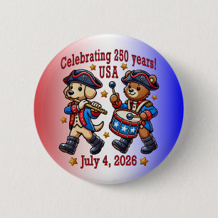 USA 250th Anniversary Souvenir - Patriotic 6 Cm Round Badge