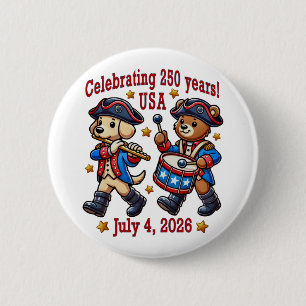 USA 250th Anniversary Souvenir - Patriotic 6 Cm Round Badge