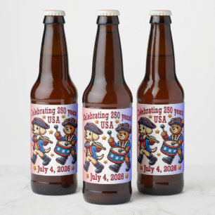 USA 250th Anniversary Souvenir - Patriotic Beer Bottle Label
