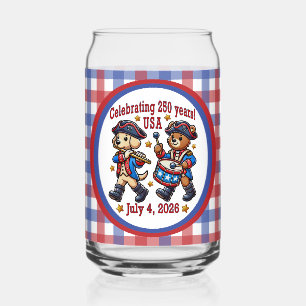 USA 250th Anniversary Souvenir - Patriotic Can Glass