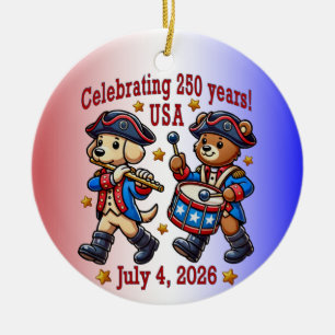 USA 250th Anniversary Souvenir - Patriotic  Ceramic Ornament