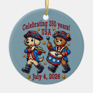 USA 250th Anniversary Souvenir - Patriotic Ceramic Ornament