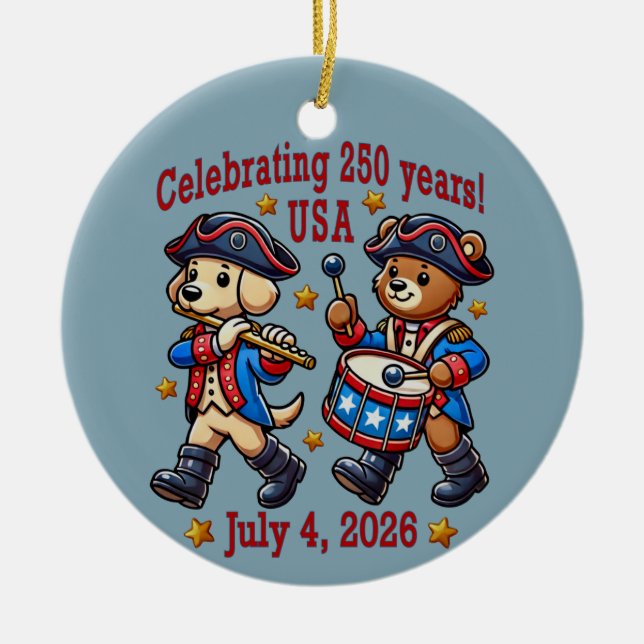 USA 250th Anniversary Souvenir - Patriotic  Ceramic Ornament (Front)