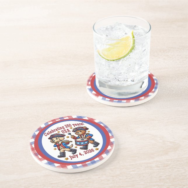 USA 250th Anniversary Souvenir - Patriotic  Coaster (Side)