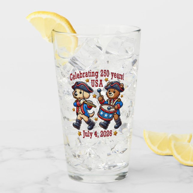 USA 250th Anniversary Souvenir - Patriotic  Glass (Front Ice)