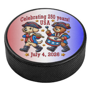 USA 250th Anniversary Souvenir - Patriotic Hockey Puck
