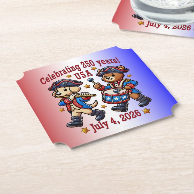 USA 250th Anniversary Souvenir - Patriotic  Paper Coaster (Angled)