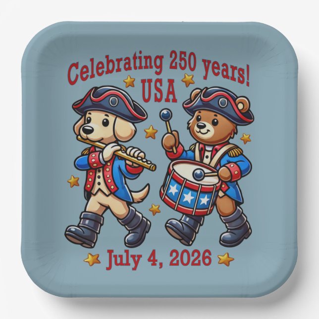 USA 250th Anniversary Souvenir - Patriotic  Paper Plate (Front)