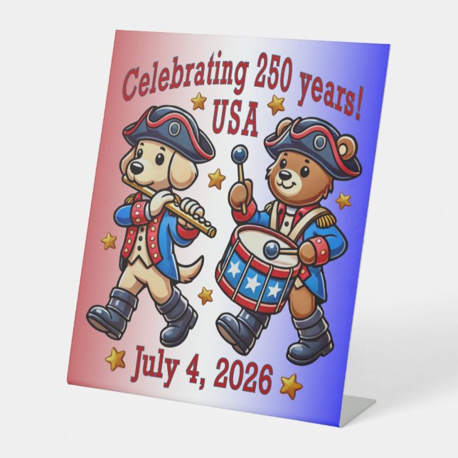USA 250th Anniversary Souvenir - Patriotic  Pedestal Sign (Front)