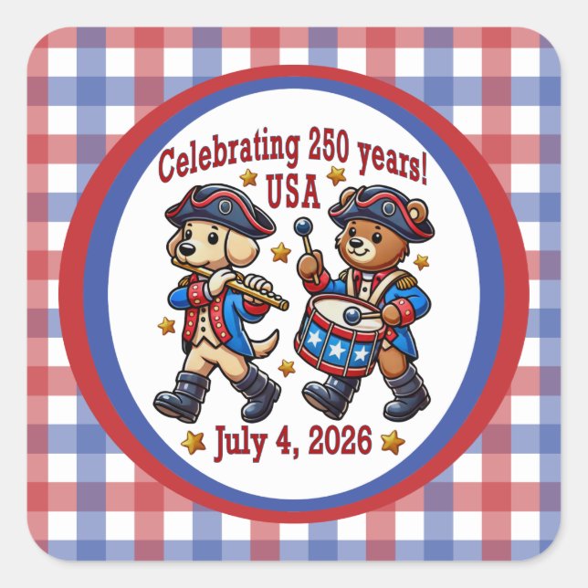 USA 250th Anniversary Souvenir - Patriotic  Square Sticker (Front)