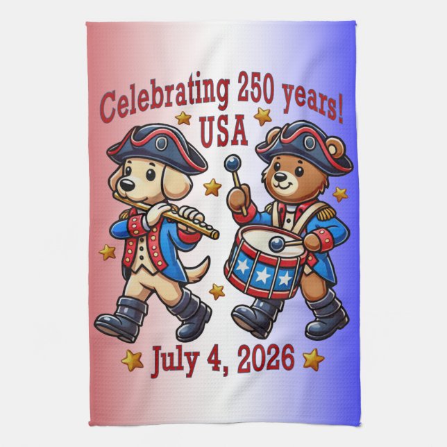 USA 250th Anniversary Souvenir - Patriotic  Tea Towel (Vertical)