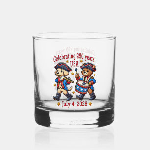 USA 250th Anniversary Souvenir - Patriotic Whiskey Glass