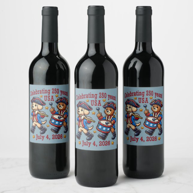 USA 250th Anniversary Souvenir - Patriotic  Wine Label (Bottles)