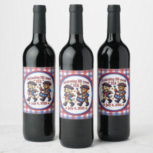 USA 250th Anniversary Souvenir - Patriotic Wine Label