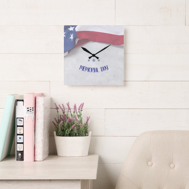 USA 250th Anniversary  Square Wall Clock (Reading Room)