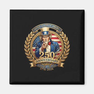 Usa 250th Anniversary Uncle Sam 1776 2026 Semiquin Magnet