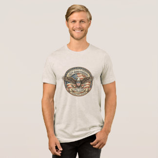 USA 250th Anniversary Vintage Patriotic Design Tri-Blend Shirt