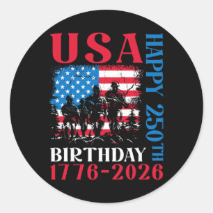 Usa 250th Birthday 1776 2026 Patriotic Soldier Ame Classic Round Sticker
