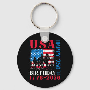 Usa 250th Birthday 1776 2026 Patriotic Soldier Ame Key Ring