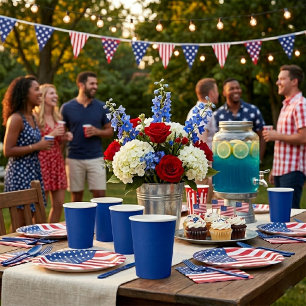 USA 250th Birthday American Flag Party Plates