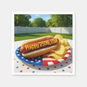 USA 250th Birthday Hot Dog Napkin