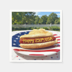 USA 250th Birthday Hot Dog Napkin
