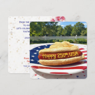 USA 250th Birthday Party Hot Dog Invitation