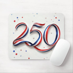 USA 250th Birthday Ribbon and Stars Mouse Pad