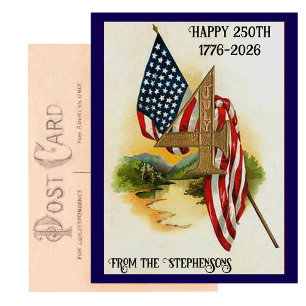 USA 250th Fourth of July Patriotic Flag Postcard