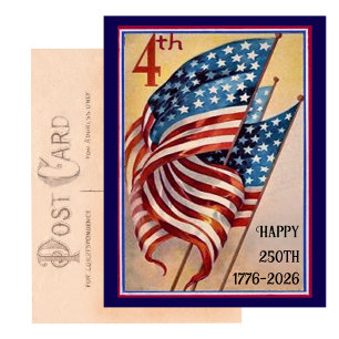 USA 250th Fourth of July Patriotic Flag Postcard