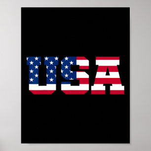 Usa 2 Patriotic American Flag Men Women Kids July  Poster
