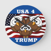 "USA 4 TRUMP" CARTOON EAGLE ELECTION CLOCK