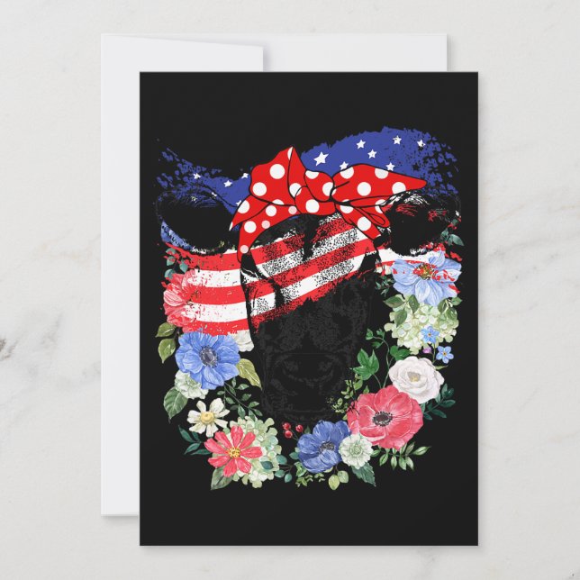 USA 4th July American Flag Patriotic Cow Lover Hei Invitation (Front)