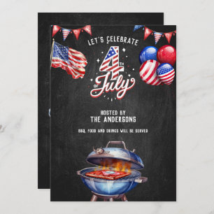USA 4th of July BBQ Food and Drinks Party Invitation