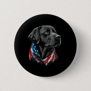 Usa 4th Of July Black Patriotic American Labrador  6 Cm Round Badge