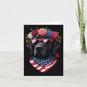 Usa 4th Of July Black Patriotic American Labrador Card