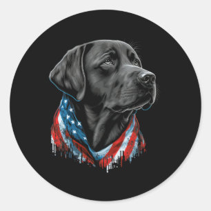 Usa 4th Of July Black Patriotic American Labrador  Classic Round Sticker