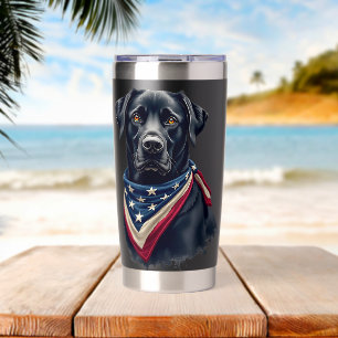 USA 4th Of July black Patriotic American Labrador Insulated Tumbler