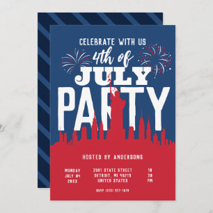 USA 4th of July Fireworks Colourful Party Invitation