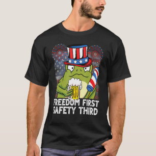 USA 4th of July Frog Beer Freedom First Safety Thi T-Shirt