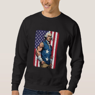 USA 4th Of July George Washington Funny Workout Mu Sweatshirt